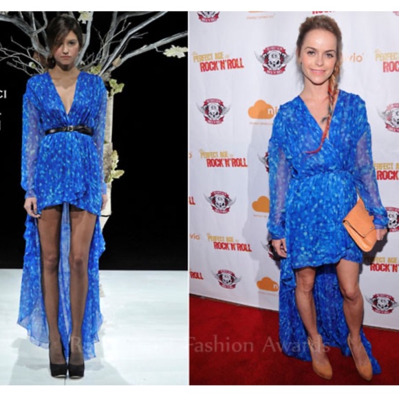 NWT joy Cioci Mariana hi-low blue sparkle gown sz4 - Picture 4 of 12